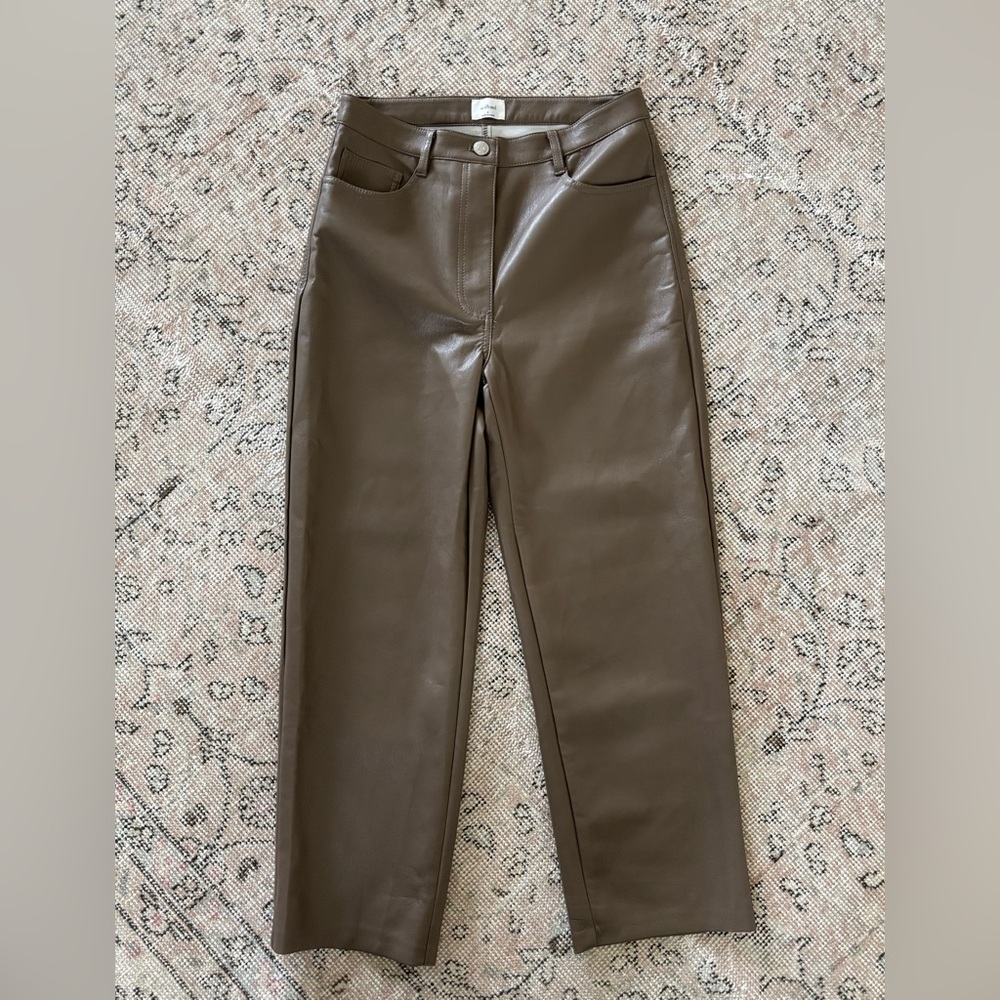 Aritzia Wilfred vegan leather pant Melina cropped 6 brown taupe - Picture 6 of 8
